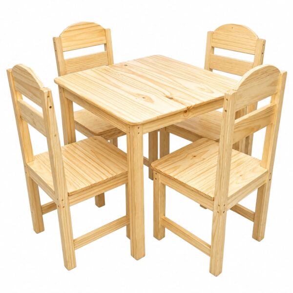 Conjunto Infantil Montessori – Mesa + 4 Sillas
